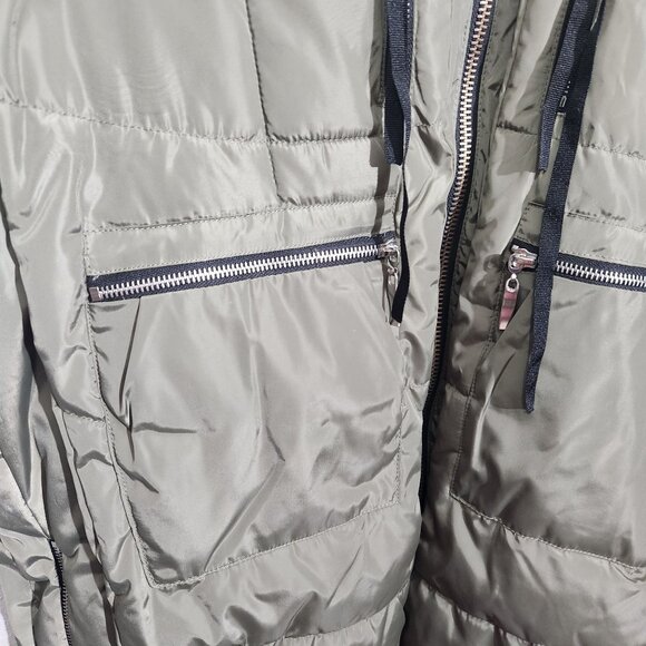 Ci Sono Olive Green Faux Shearling Hooded Oversized Puffy Parka Puffer Coat M - Picture 10 of 16